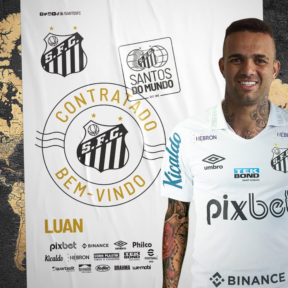 Luan é anunciado pelo Santos — Foto: Reprodução