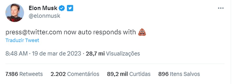 Publicação do Elon Musk  — Foto: Reprodução/Twitter