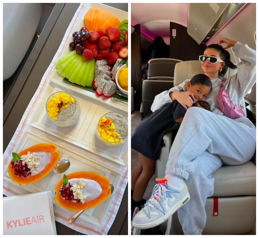 Kylie Jenner's breakfast served on the socialite's private jet (Photo: Instagram)