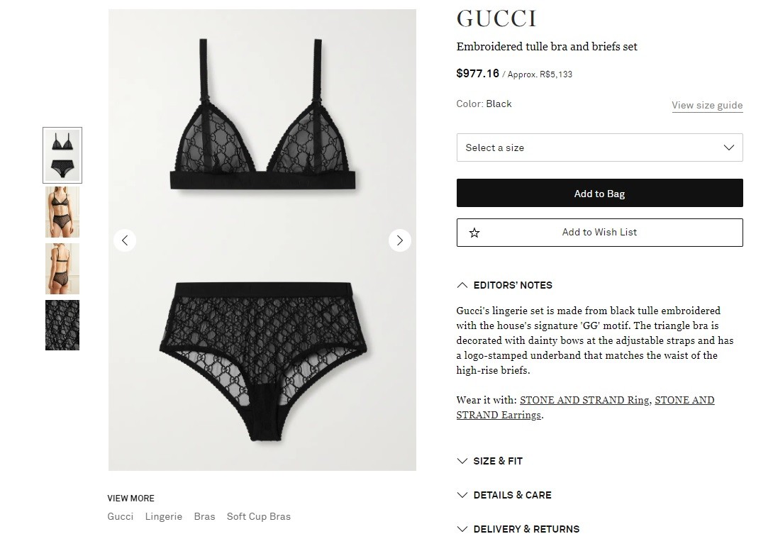 Preço do conjunto Gucci usado por Kylie Jener (Foto: Reprodução )