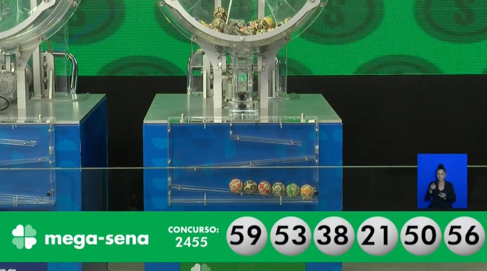 Dezenas sorteadas no concurso 2.455 da Mega Sena — Foto: Reprodução/Facebook/Caixa