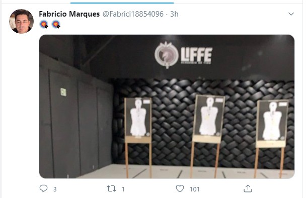 Maraisa vai a academia de tiro com Fabricio (Foto: Reprodução / Twitter)