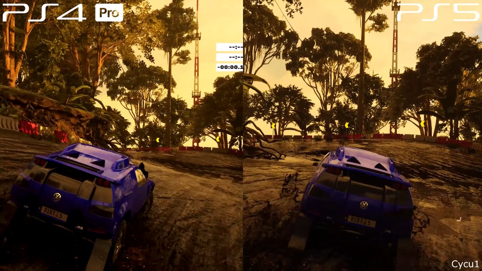 Versão para PS5 de Dirt roda em 4K, com opções ajustáveis de gráficos — Foto: Reprodução/YouTube Cycu1