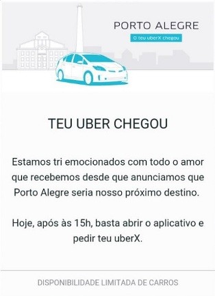Uber começa a operar em Porto Alegre (Foto: Reprodução/App Uber)
