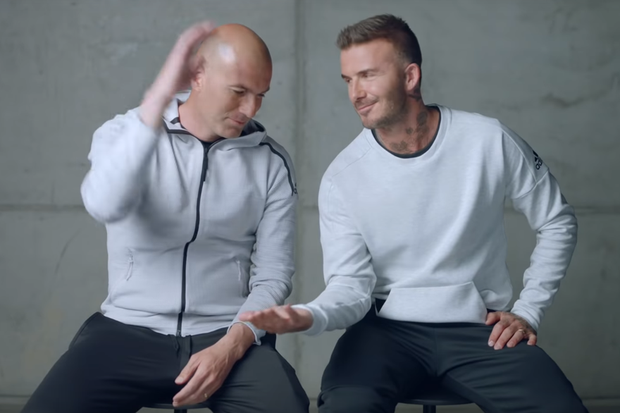 Zidane e Beckham em comercial da Adidas (Foto: reprodução)