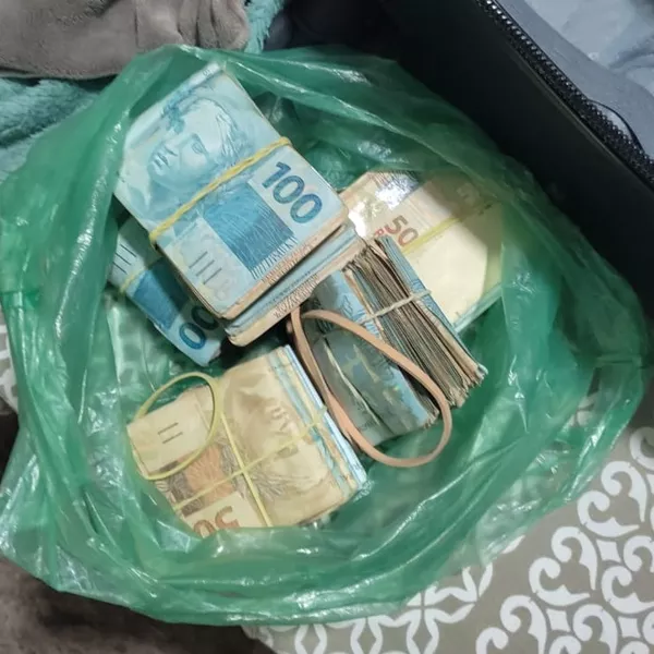 Dinheiro apreendido na casa de Lohan Ramires — Foto: Polícia Civil/Divulgação