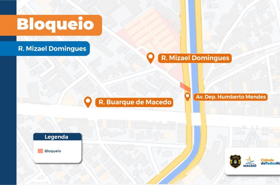 Mapa detalha local da interdição — Foto: Prefeitura de Maceió