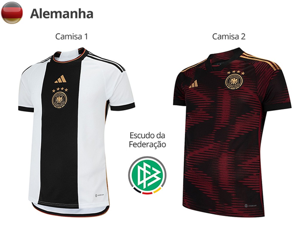 Uniformes da Alemanha para a Copa do Mundo de 2022 — Foto: Divulgação