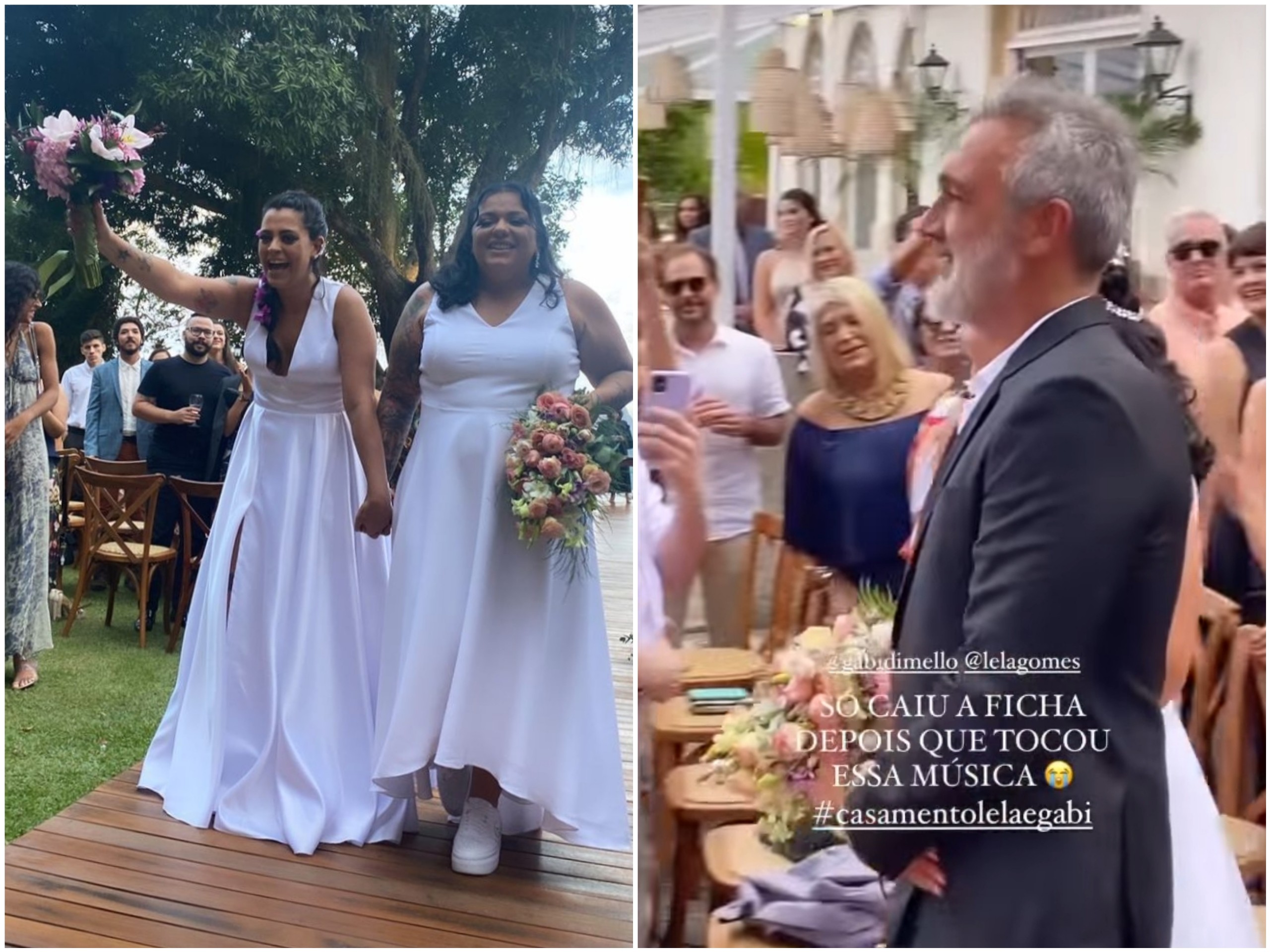 Rogério Gomes, o Papinha, leva a filha, Lela Gomes, ao altar de casamento com a roteirista Gabi Di Mello (Foto: Reprodução/Instagram)