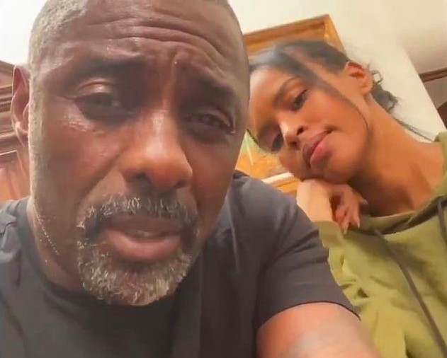 O ator Idris Elba, diagnosticado com coronavírus, em quarentena na companhia da esposa, a modelo Sabrina Dhowre Elba (Foto: Instagram)