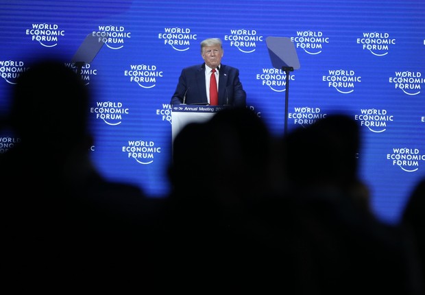 O presidente dos Estados Unidos, Donald Trump, no Fórum Econômico Mundial (Foto: Getty Images)
