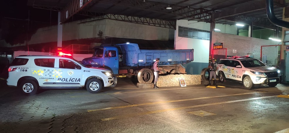 Mais de 300kg de maconha foram apreendidos durante fiscalização policial — Foto: Polícia Rodoviária