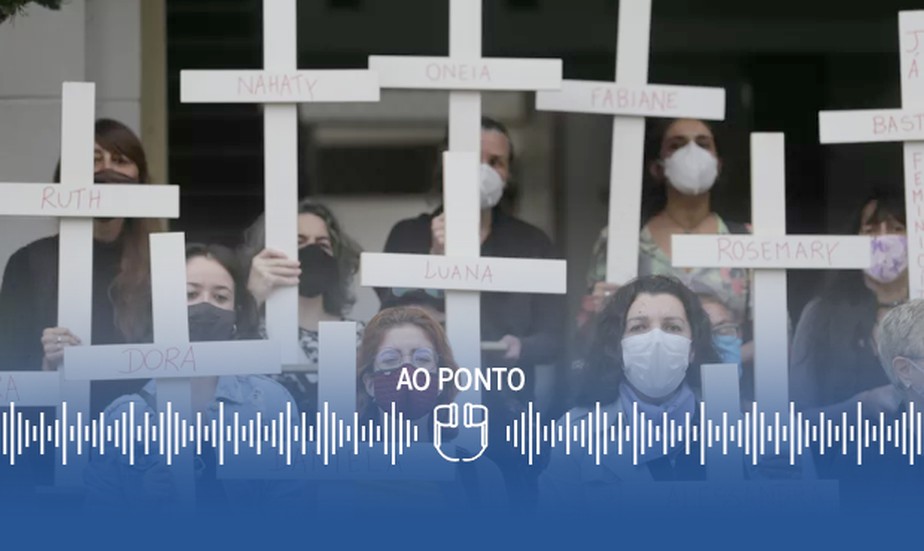 Mulheres protestam contra feminicídio em Nova Friburgo, no Rio: uma vítima a cada sete horas