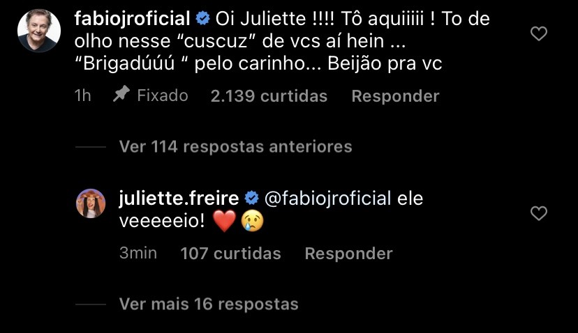 Fábio Jr. comenta em foto de Juliette (Foto: Reprodução)