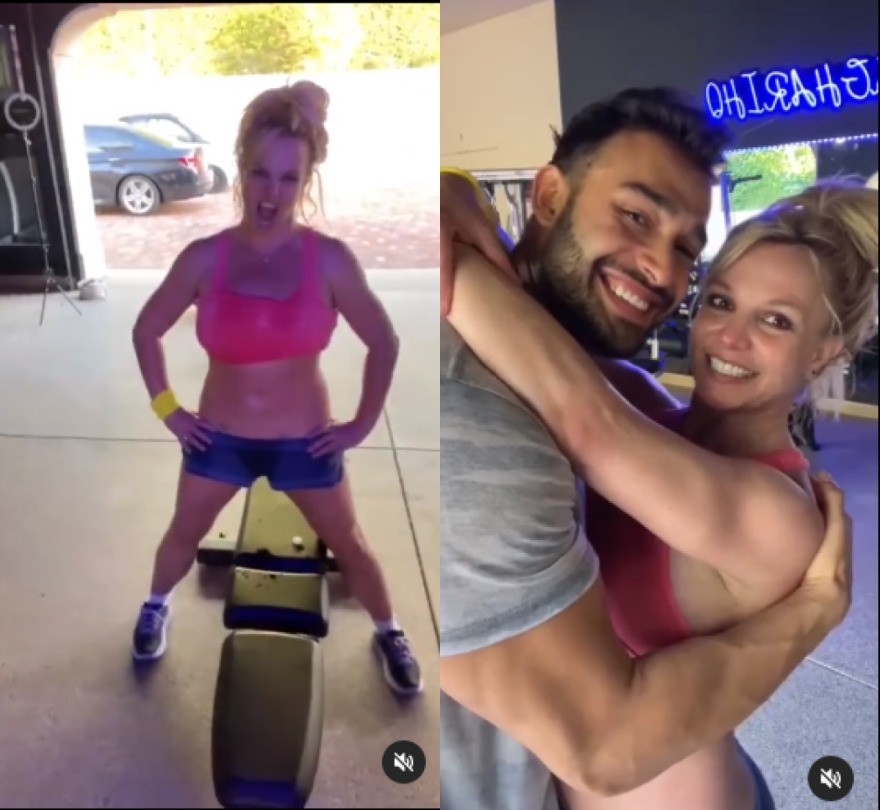 Britney Spears surge feliz treinando e em momento carinhoso com o marido, Sam Asghari (Foto: Reprodução/Instagram)