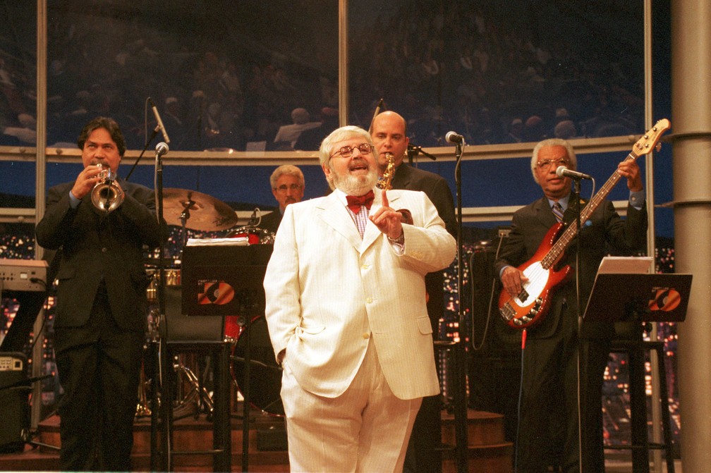 Jô Soares durante as gravações do primeiro 'Programa do Jô' nos estúdios da Rede Globo em São Paulo, em abril de 2000 — Foto: VIDAL CAVALCANTE/ESTADÃO CONTEÚDO