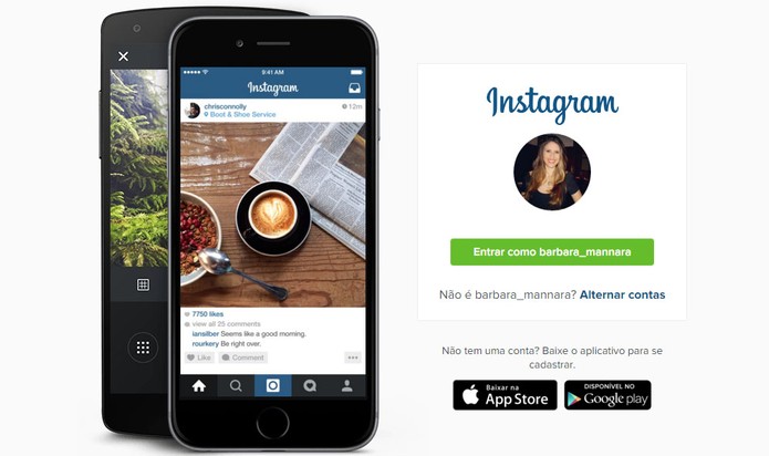 Instagram oferece plataforma para acessar o perfil pelo computador (Foto: Reprodução/Barbara Mannara)