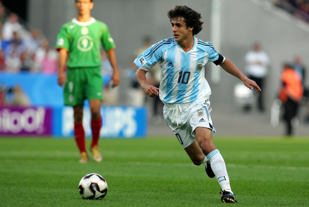 Pablo Aimar com a 10 da Argentina — Foto: Getty Images