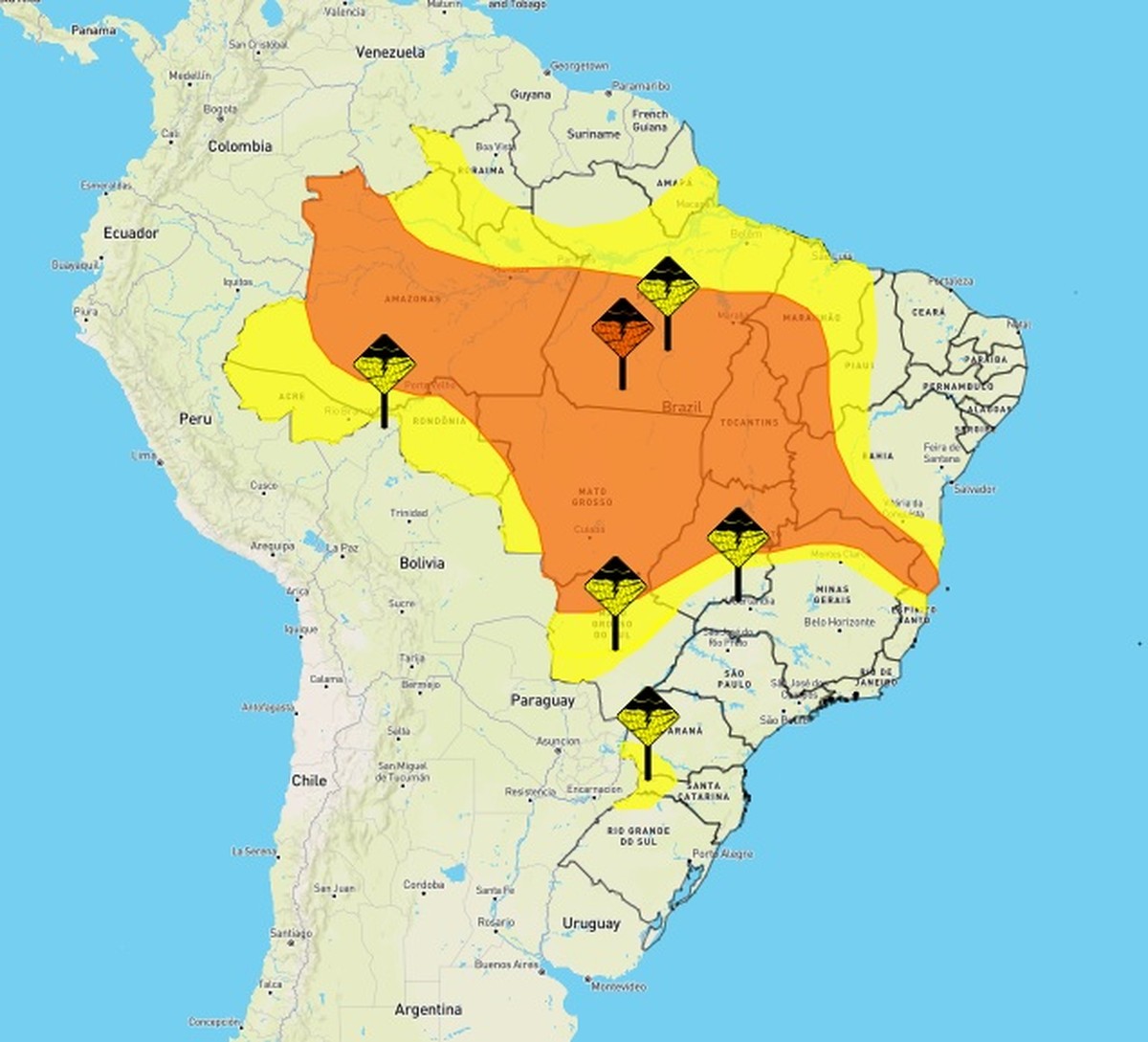 Inmet emite alertas laranja e amarelo com perigos de chuvas intensas para cidades do Piauí