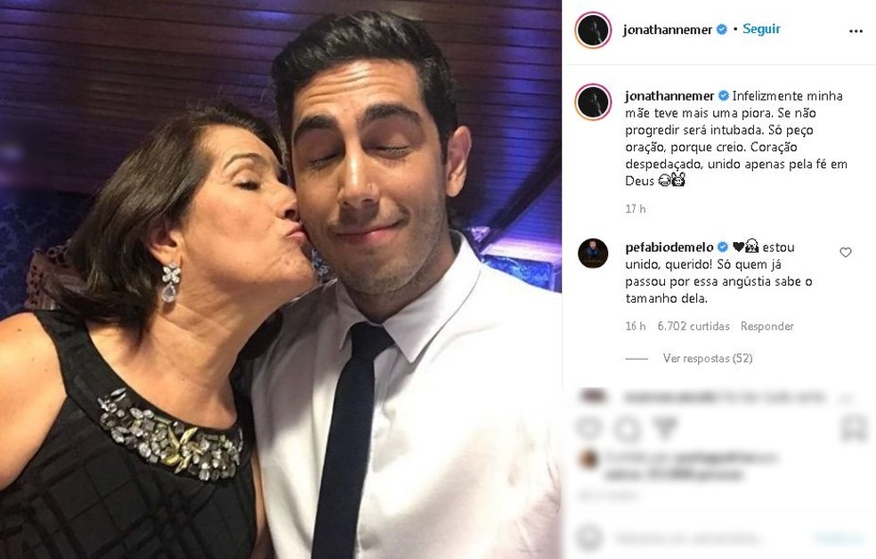 Humorista pediu orações pela mãe internada com Covid em Marília  — Foto: Instagram/Reprodução 