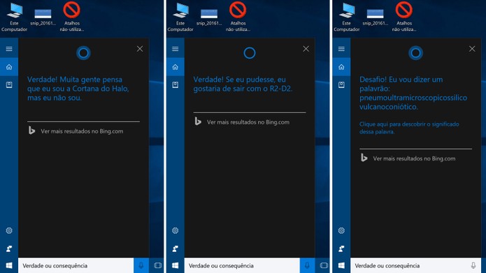 Cortana agora sabe brincar de verdade ou consequência no Windows 10 (Foto: Reprodução/Elson de Souza)
