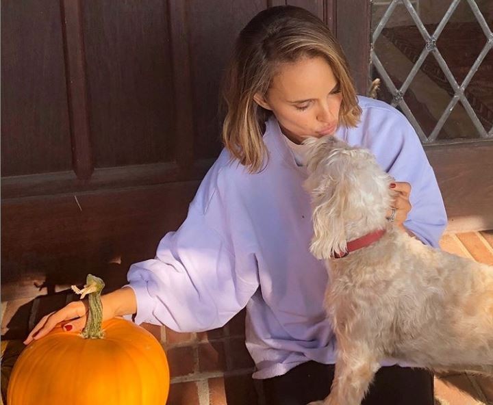 Natalie Portman com um de seus cães (Foto: Instagram)