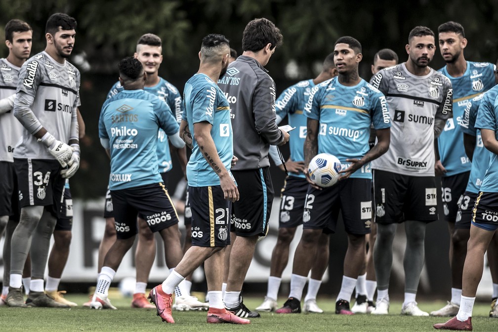 Diniz só terá um treino com elenco do Santos em campo antes do San-São — Foto: Ivan Storti/Santos FC