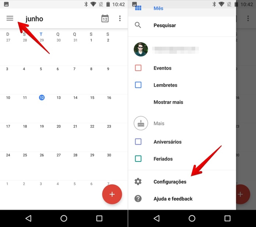 Acesse as configurações do calendário (Foto: Reprodução/Helito Bijora)