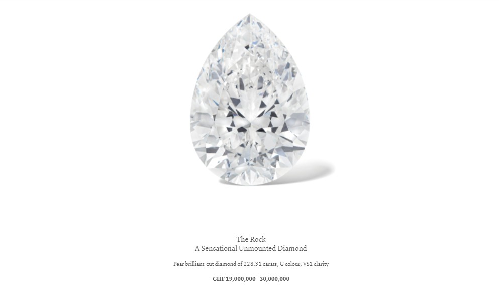 'The Rock', o maior diamante branco já leiloado, é vendido por US$ 21,9 milhões (Foto: Reprodução/  )