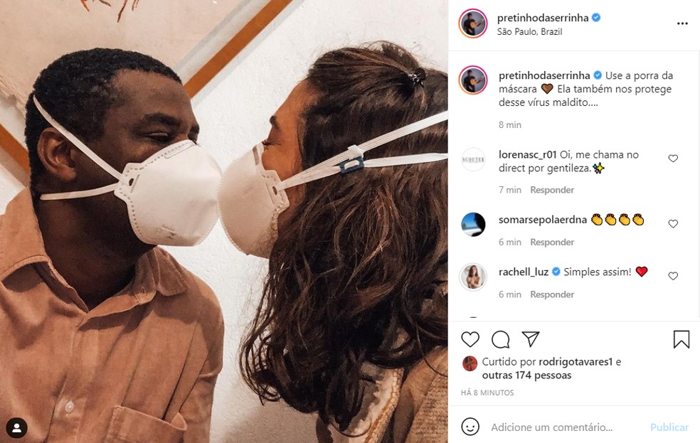 Pretinho da Serrinha fez post pedindo que as pessoas continuem usando máscara — Foto: Reprodução/Instagram/PretinhodaSerrinha