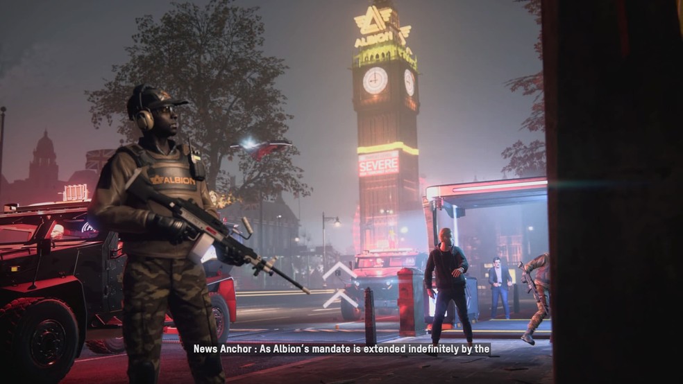 Watch Dogs: Legion traz Londres futurista e controlada por uma milícia armada — Foto: Reprodução/Yuri Hildebrand