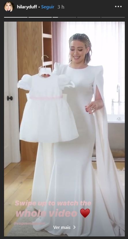 Hilary Duff revela primeira foto de vestido de casamento com