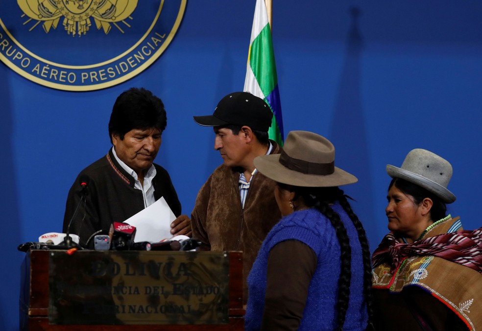 Evo Morales, pouco antes de anunciar as novas eleições, em 10 de novembro de 2019 — Foto: Carlos Garcia Rawlins/Reuters