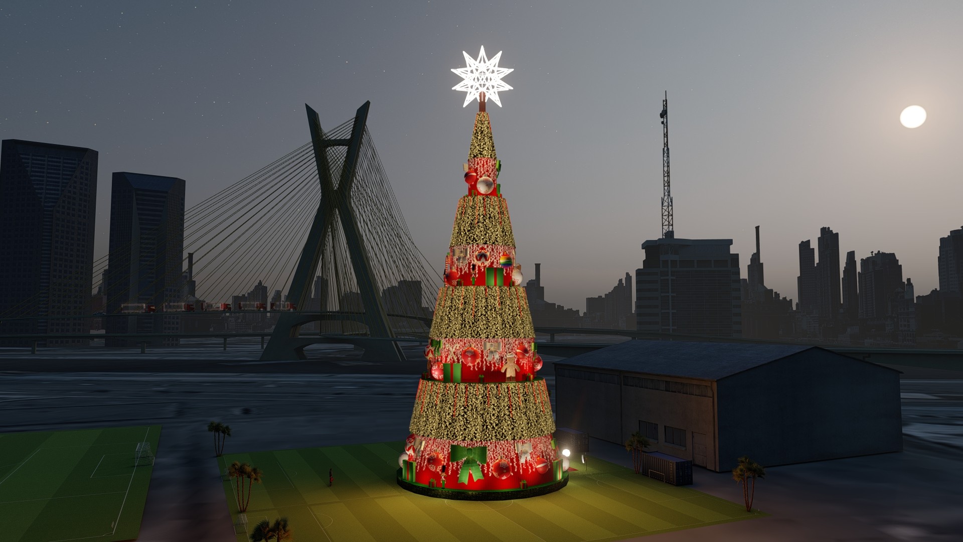 Projeto da árvore de Natal que será inaugurada no domingo na região da Ponte Estaiada, em São Paulo (Foto: Divulgação)