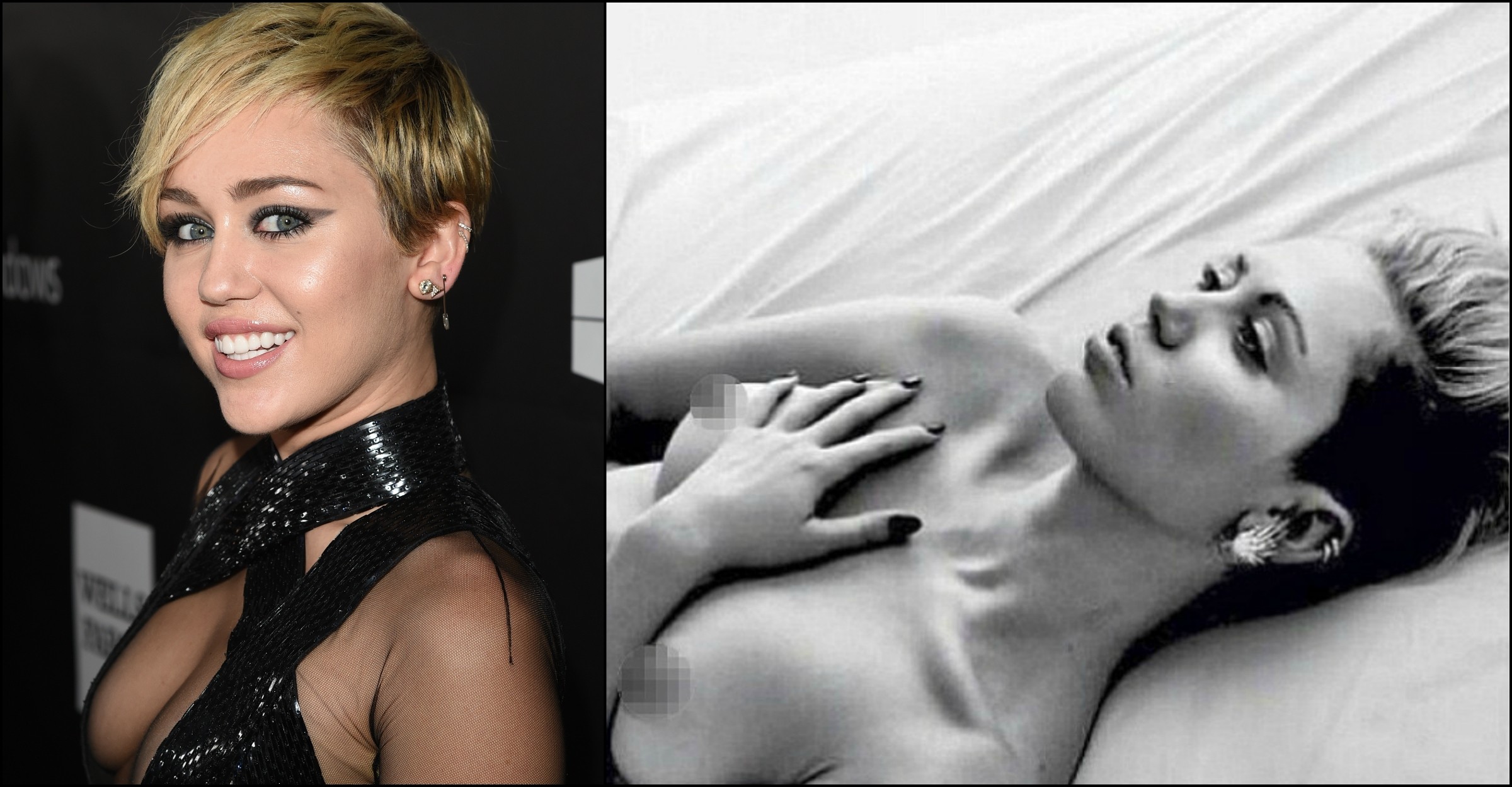 Miley Cyrus quer que as redes sociais parem de proibir mulheres de mostrarem os seios enquanto liberam homens para posar sem camisa à vontade. (Foto: Getty Images e Instagram)