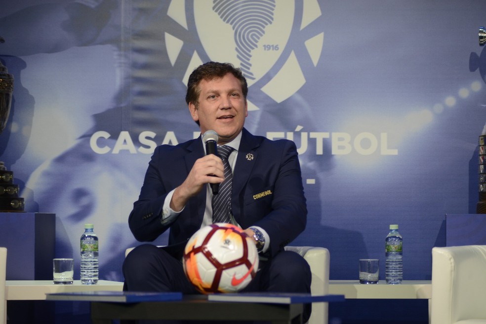 Alejandro Dominguez diz que a CBF tem um problema que precisa resolver â€” Foto: Ariel RamÃ­rez/DivulgaÃ§Ã£o/Conmebol