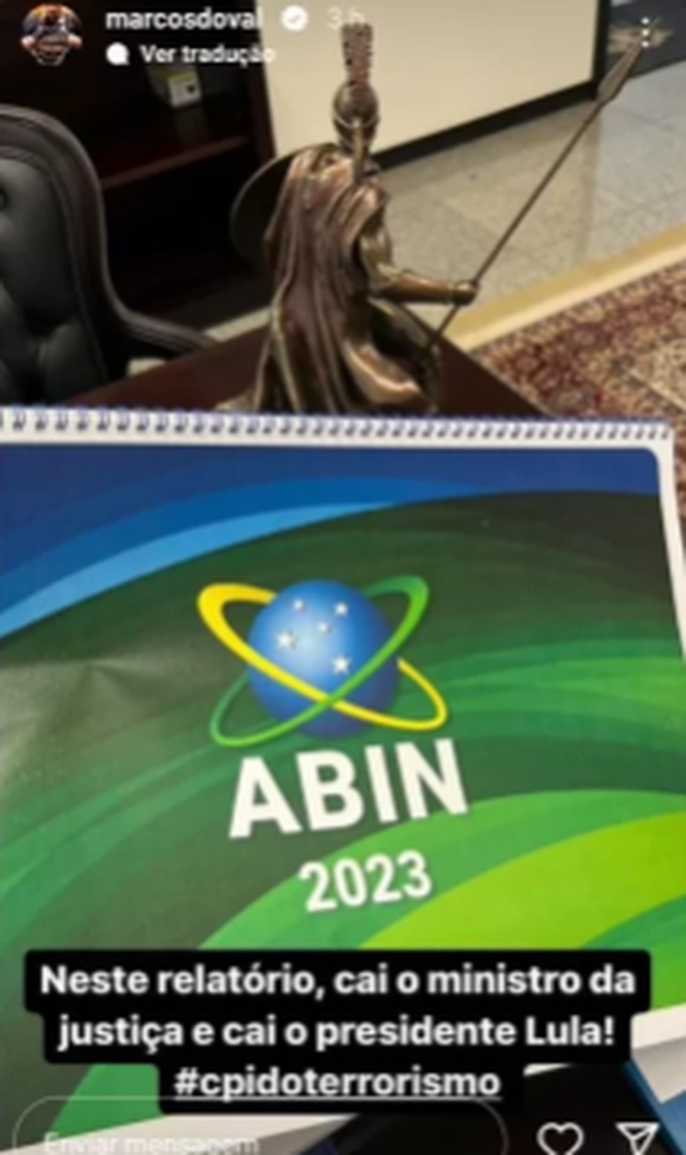 Marcos do Val postou calendário da Abin — Foto: Reprodução