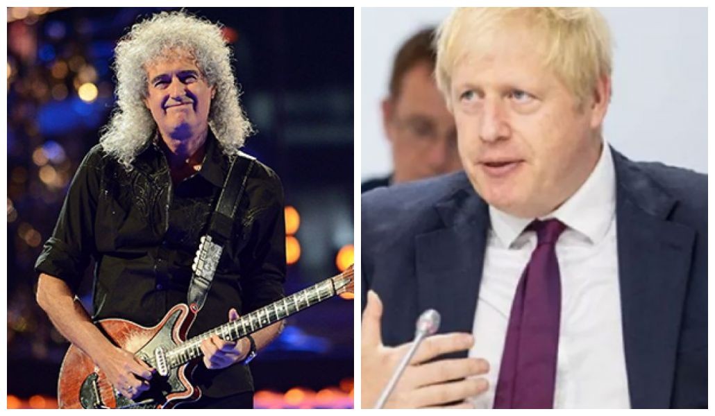 O guitarrista Brian May e o primeiro ministro inglês Boris Johnson (Foto: Getty e reprodução)