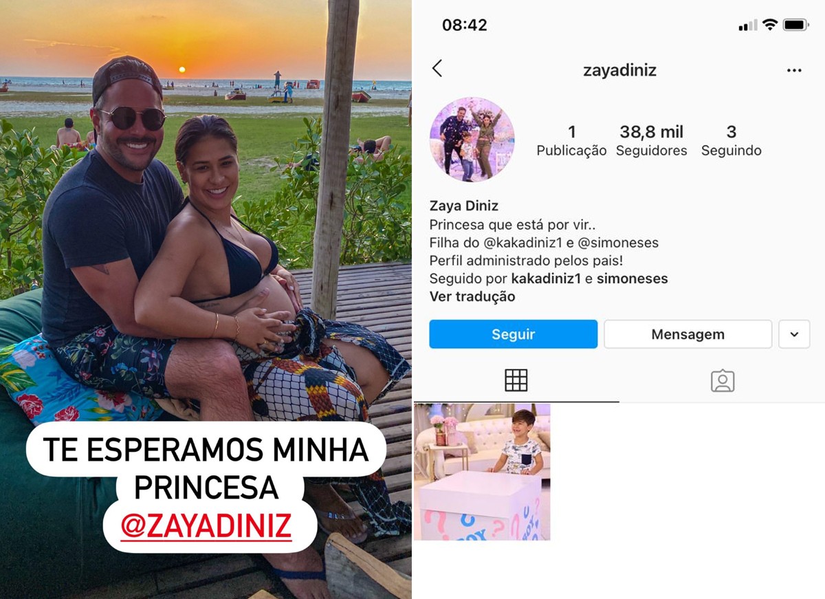 Simone e Kaká Diniz criam perfil no Instagram para a filha, Zaya (Foto: Reprodução / Instagram)