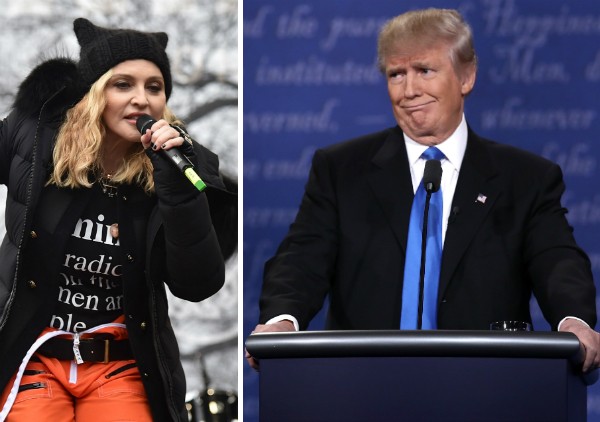 A cantora Madonna e o presidente dos EUA, Donald Trump (Foto: Getty Images)