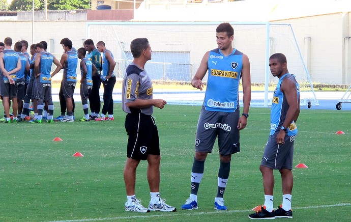Junior Cesar e Mario Risso, reforços Botafogo no treino (Foto: Fred Huber)