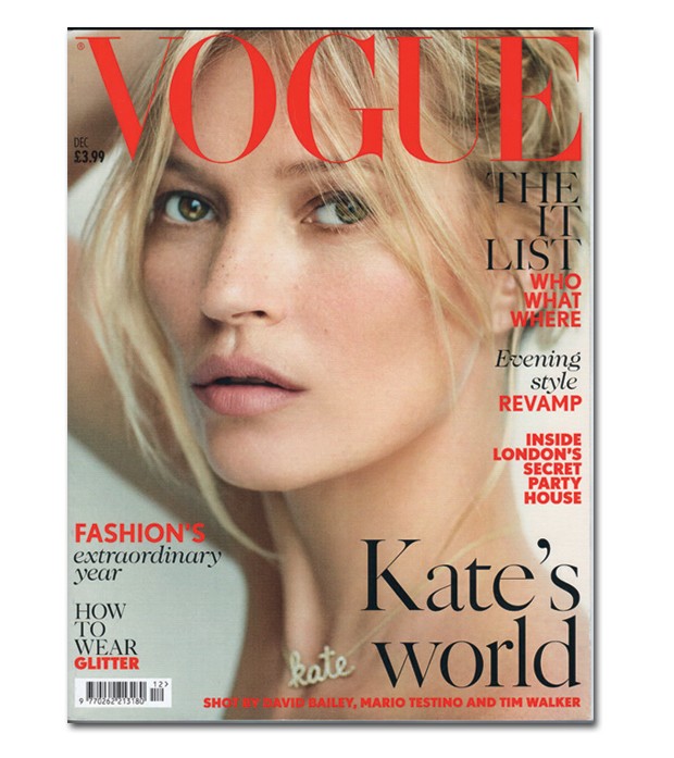 Kate Moss com suas sardas intensificadas na capa da Vogue inglesa (Foto: Patrick Demarchelier, Marcelo Salvador, Condé Nast Digital Archive, Imaxtree, Getty Images e Divulgação)