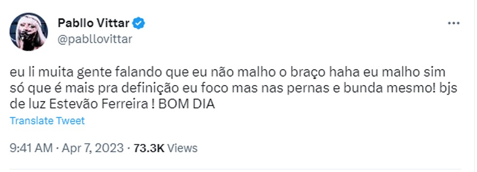 Publica&ccedil;&atilde;o de Pabllo Vittar &mdash; Foto: Twitter