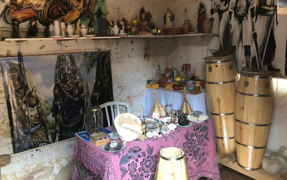 Templo onde homem que se apresentava como pai de santo teria estuprado mulher em Aparecida de Goiânia — Foto: Reprodução/Polícia Civil