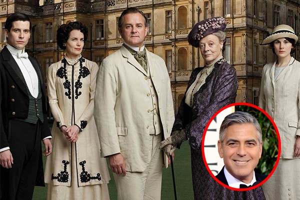 George Clooney aproveita nos bastidores de 'Downton Abbey' (Foto: Divulgação/Getty Images)