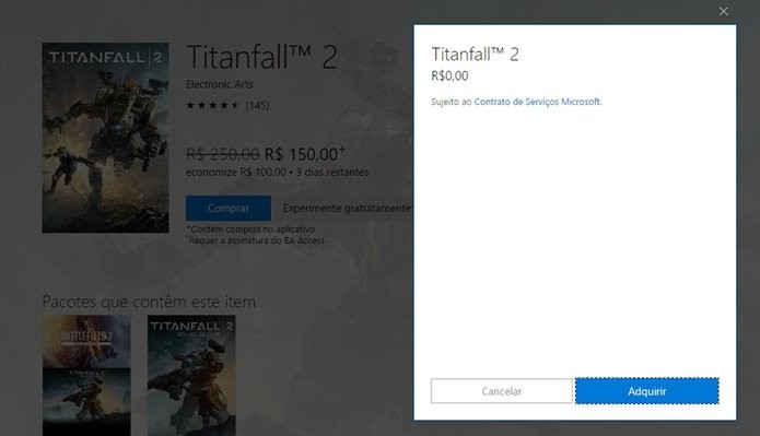 Download de Titanfall 2 é feito automaticamente caso o console esteja conectado (Foto: Reprodução/Felipe Demartini)