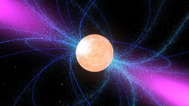 Estrela Swift J0243.6+6124 e seu campo magnético (Foto: NASA)