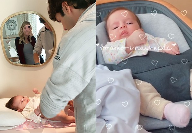 Kaká troca a fralda da caçula, Esther (Foto: Reprodução/Instagram)