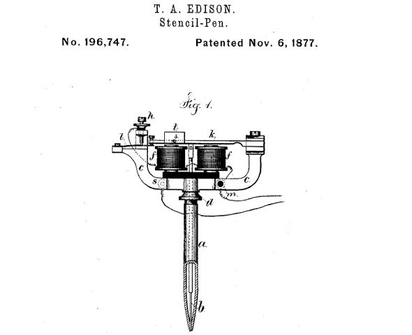 Caneta elétrica Thomas Edison (Foto: Google Patents)