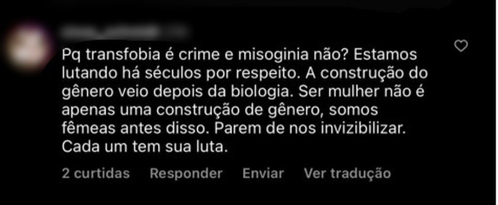 Comentários de defensora são denunciados por cunho transfóbico em Rondônia — Foto: Redes Sociais